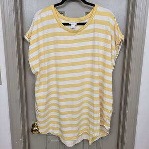 Yellow and White Striped T Shirt